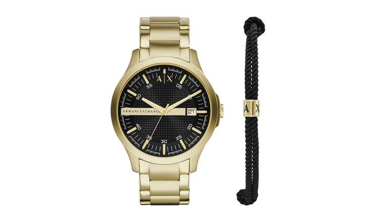 Armani Exchange Mens Gold Watch Gift Set