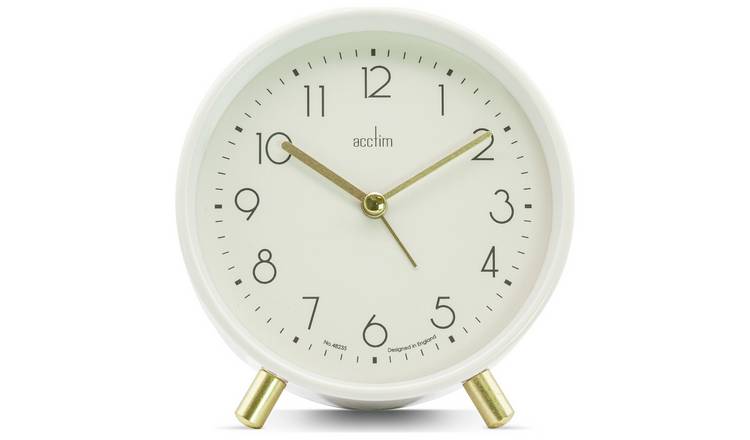 Acctim Fossen Metal Alarm Clock - White