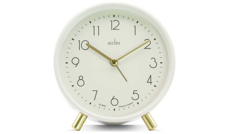 Acctim Fossen Metal Alarm Clock - White
