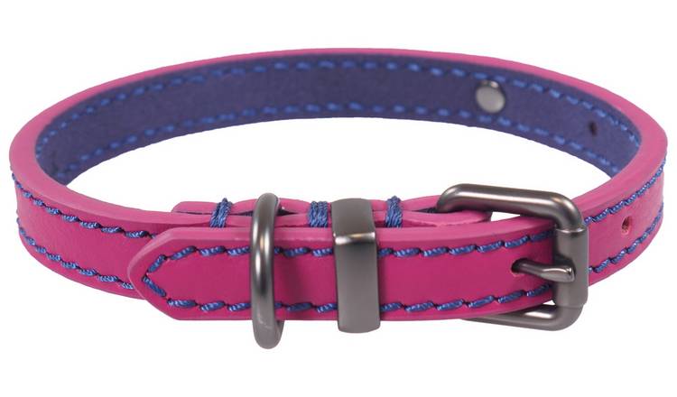 Joules Pink Leather Dog Collar - Small