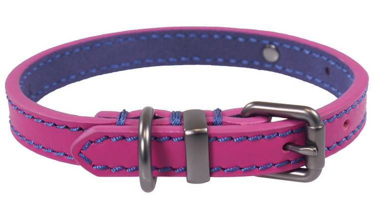 Joules Pink Leather Dog Collar - Large