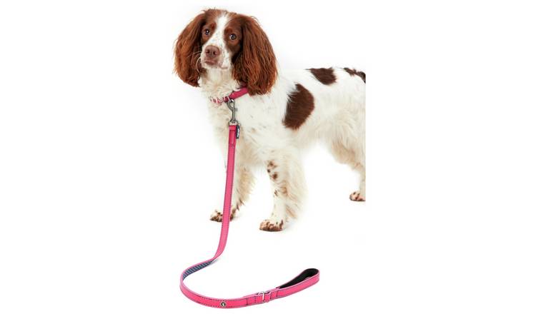 Joules Pink Leather Dog Collar Lead
