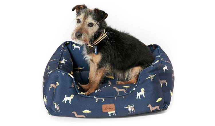 Joules Sleeping Dogs Print Box Dog Bed - Large 