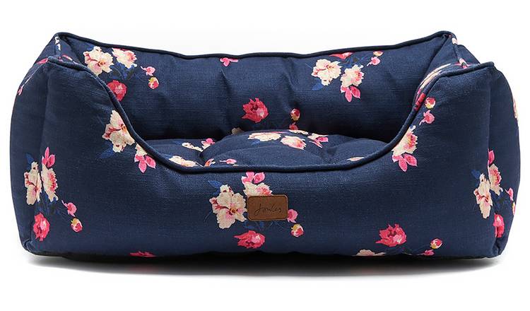 Joules Iconic Floral Print Canvas Box Dog Bed- Large 