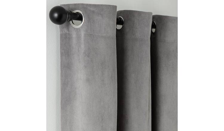 Habitat Cord Lined Eyelet Curtains - Grey - 117x137cm