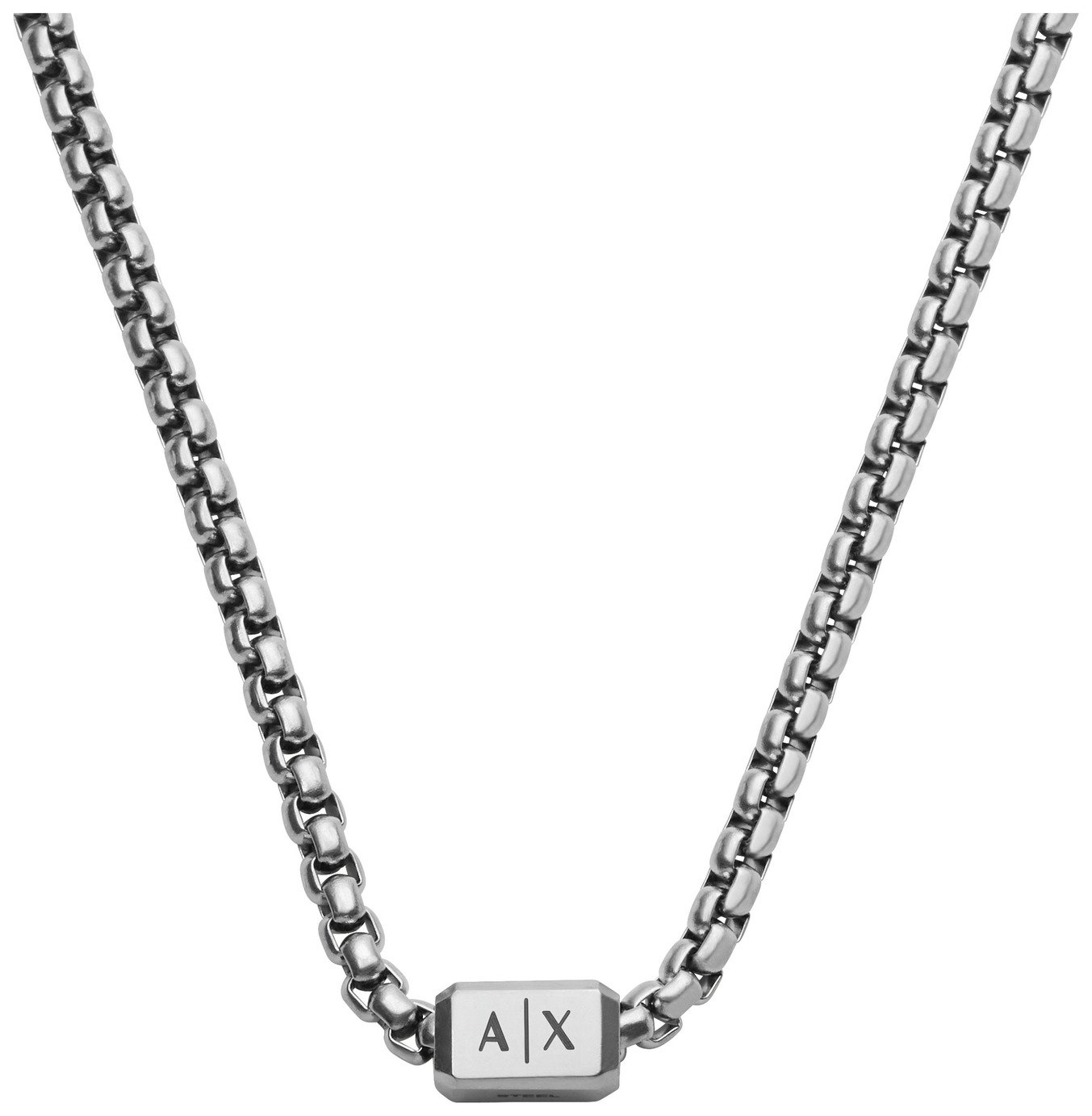 Armani Exchange Men's Silver Stainless Steel Chain Necklace