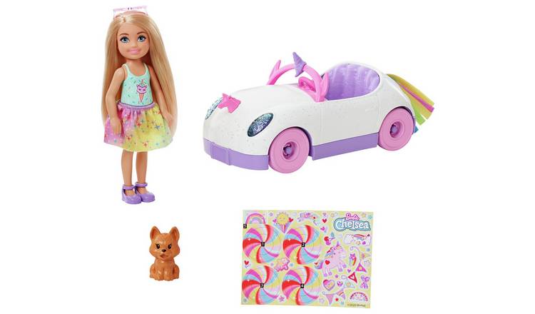 Barbie Chelsea Doll with Unicorn-Themed Car Toy