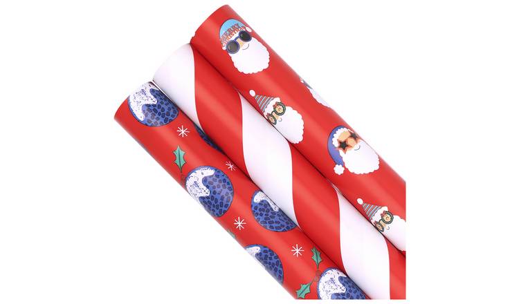 Habitat 3 x 8m Rolls of Christmas Wrapping Paper – Red