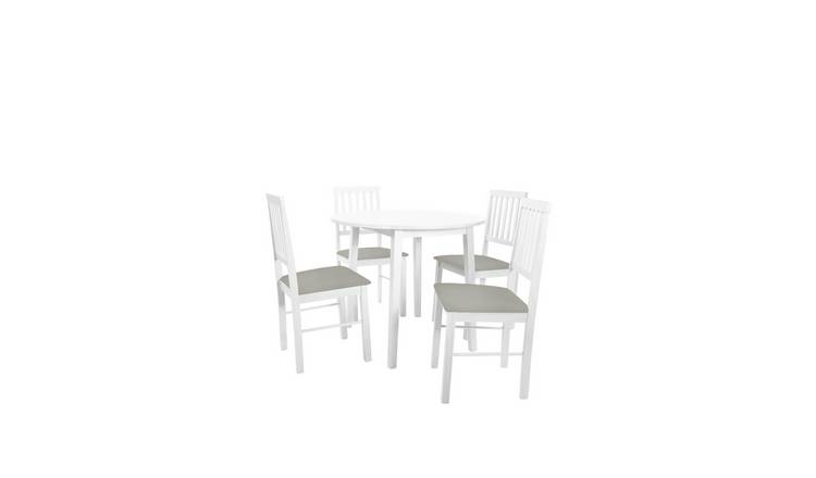 Argos Home Kendal Solid Wood Table & 4 White Chairs