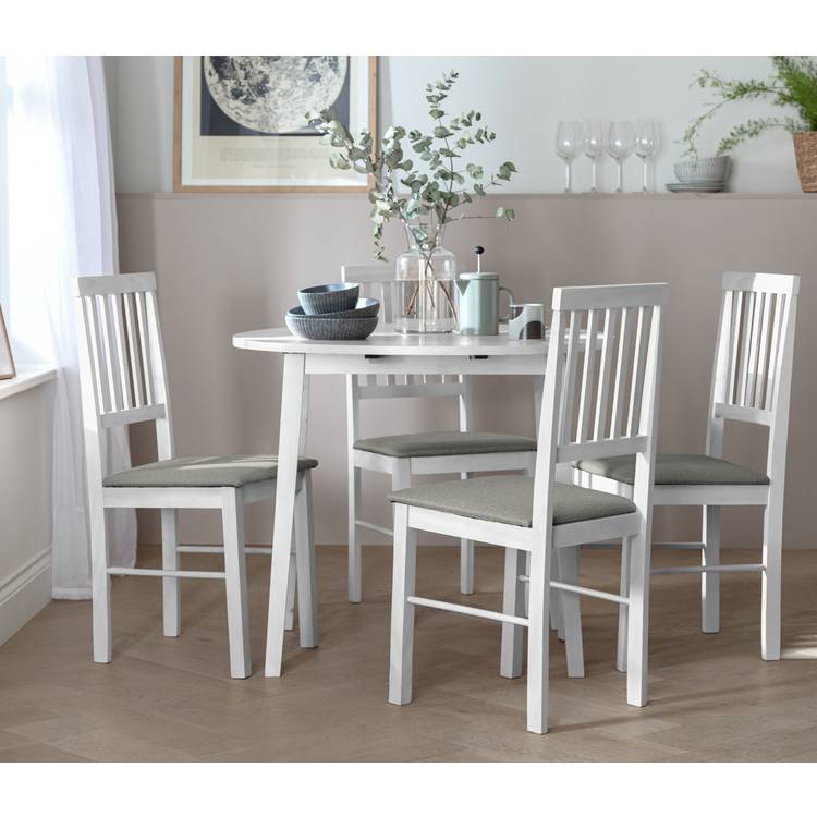 Argos Home Kendal Extend White Dining Table & 4 White Chairs 0