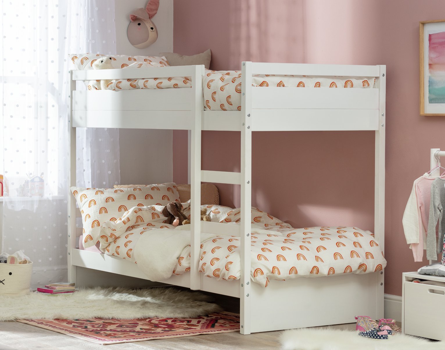 Habitat Rico Single Bunk Bed and 2 Kids Mattress - White