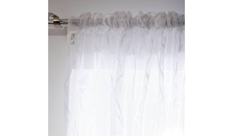 Habitat Sheer Bird Net Pencil Pleat Curtains - White