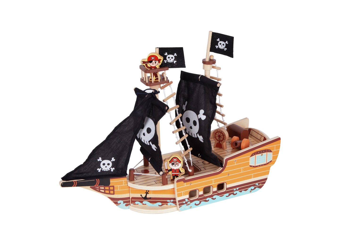 Cocoland Wooden Pirate Ship Dolls Playset