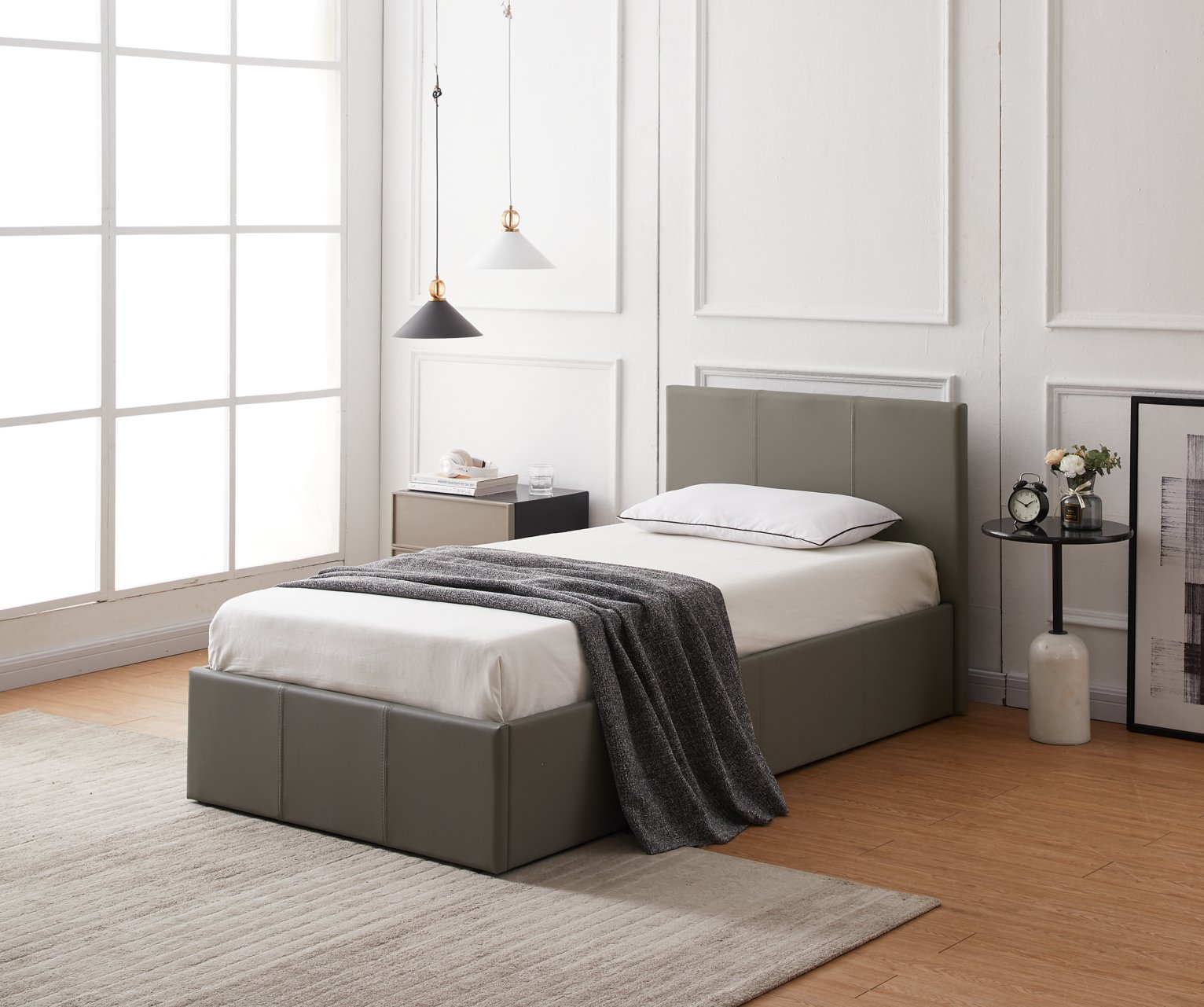 Argos Home Lavendon Single Side Open Ottoman Bed Frame- Grey