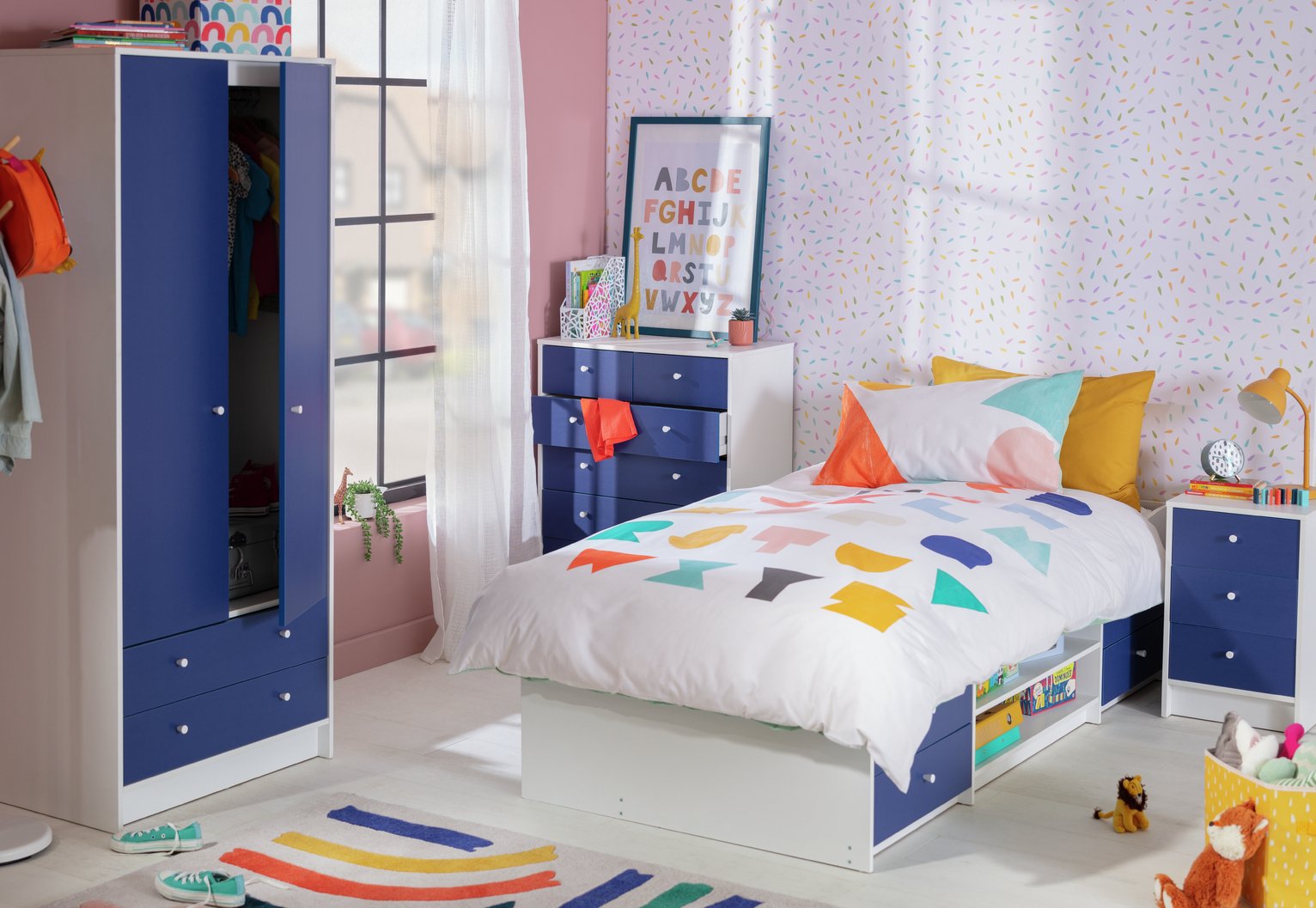 Argos Home Kids Malibu 3 Piece 2 Door Wardrobe Set - Blue