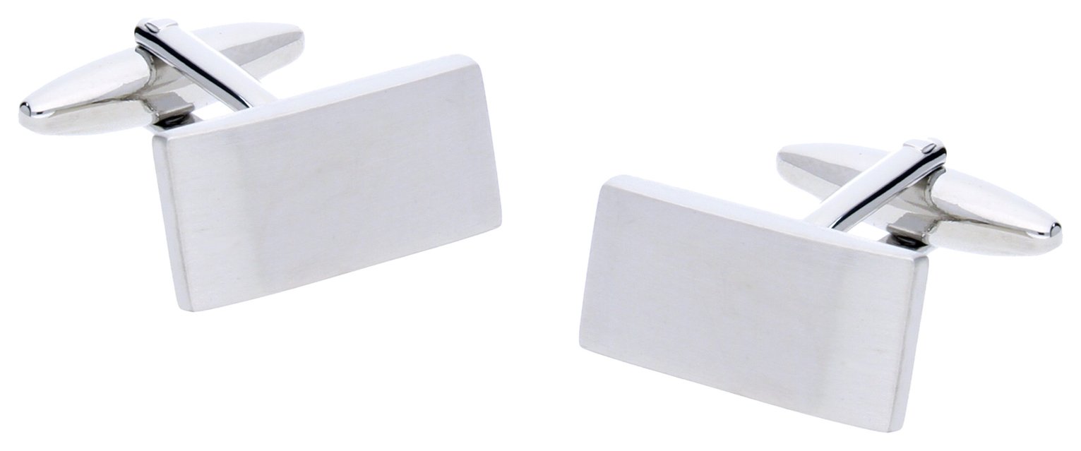 Revere Silver Plated Men's Personalised Rectangle Cufflinks
