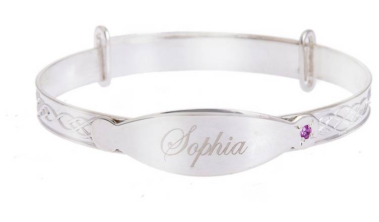 Personalised baby bracelet store silver