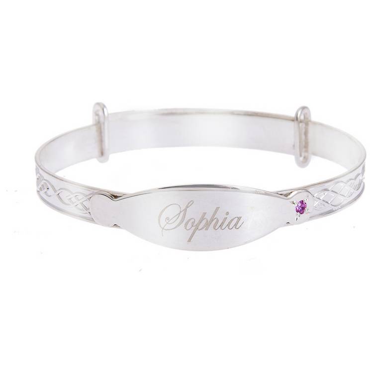 Revere Kid's Sterling Silver Personalised Baby Bangle 0
