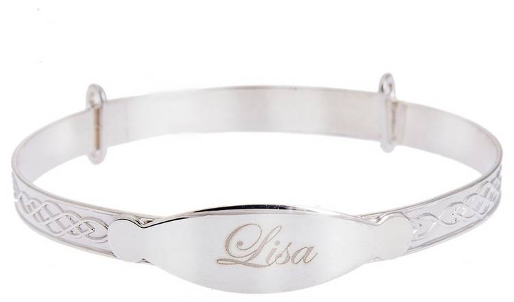 Sterling Silver Kid's Personalised Expandable ID Baby Bangle