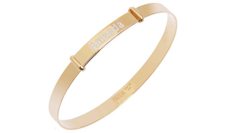 Buy 9ct Gold Plated Silver Kid's Personalised Baby Bangle, Kids bracelets