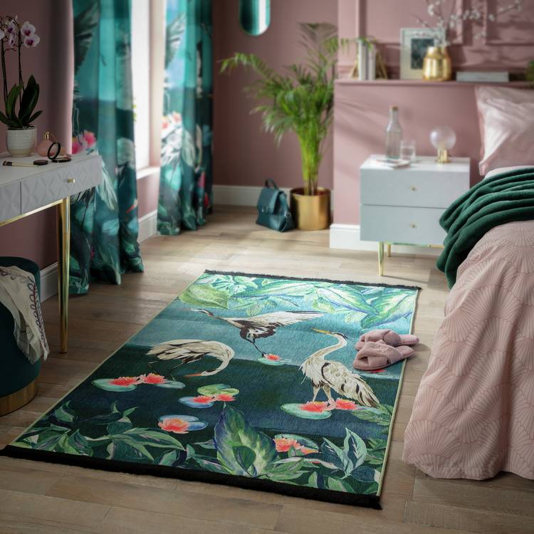 Habitat Japonica Waterscape Blue Cut Pile Rug - 170x120cm 0