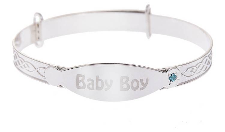 Sterling Silver Kids Personalised Cubic Zirconia Baby Bangle