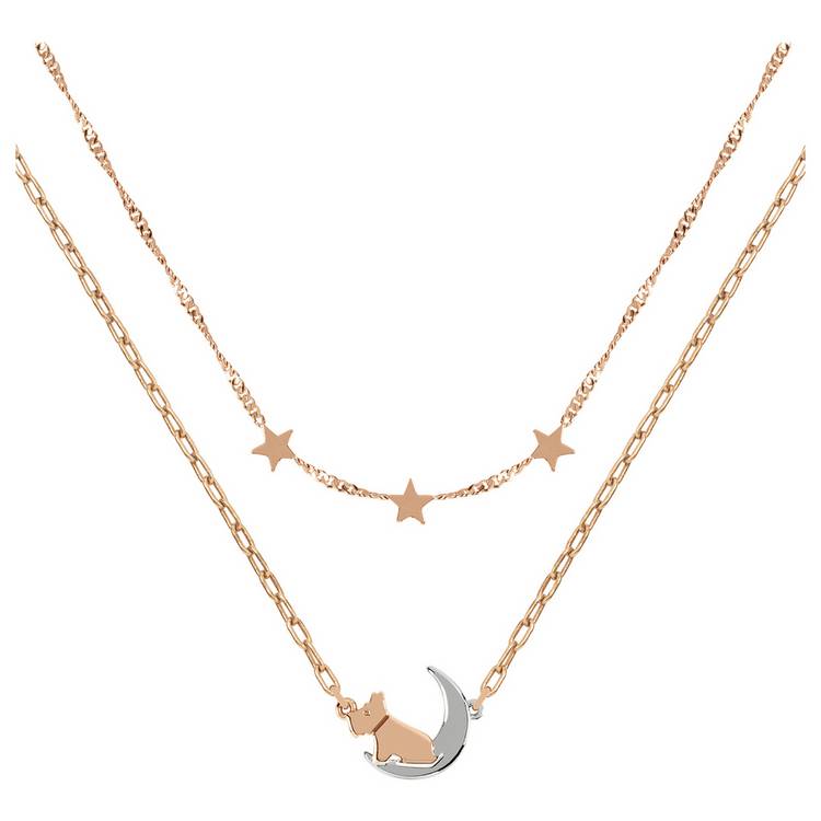 Radley 18ct Rose Gold Silver Plated Moon and Star Necklace 0