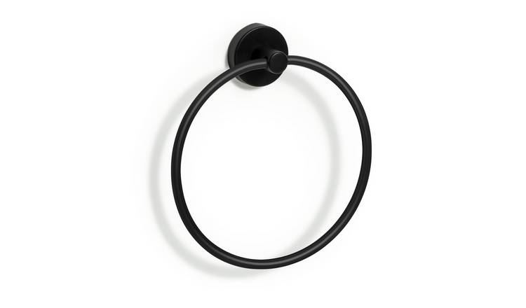 Habitat Wall Mounted Towel Ring - Matt Black