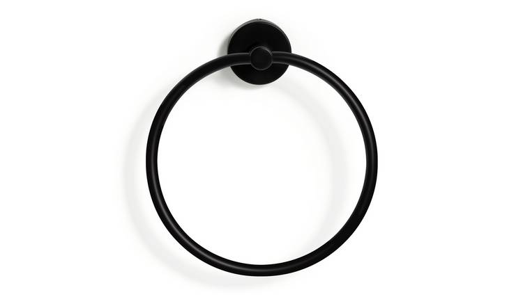 Buy Habitat Wall Mounted Towel Ring - Matt Black