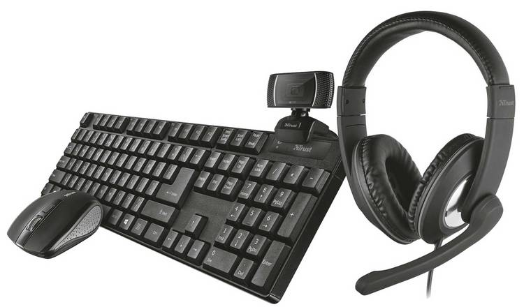 Trust QOBY Mouse Headset Keyboard Webcam Home Office Bundle
