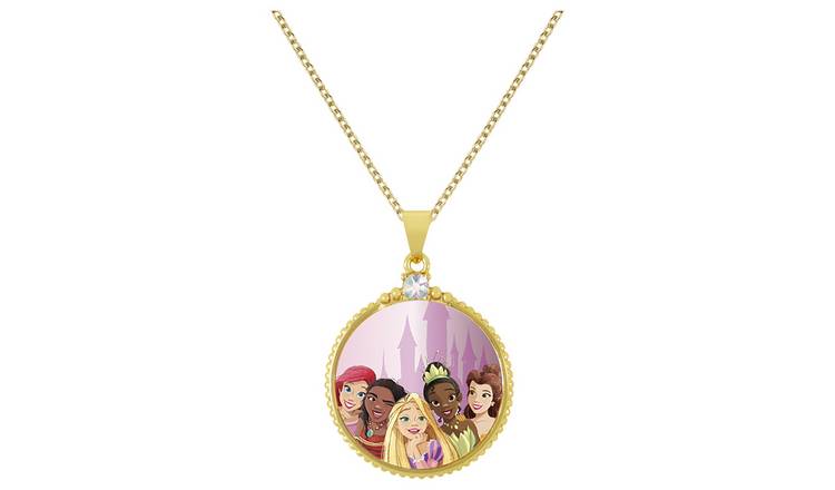 Disney Princess Gold Plated Circle Pendant Necklace