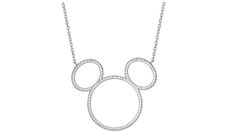 Disney Kid's Sterling Silver Cubic Zirconia Mickey Necklace