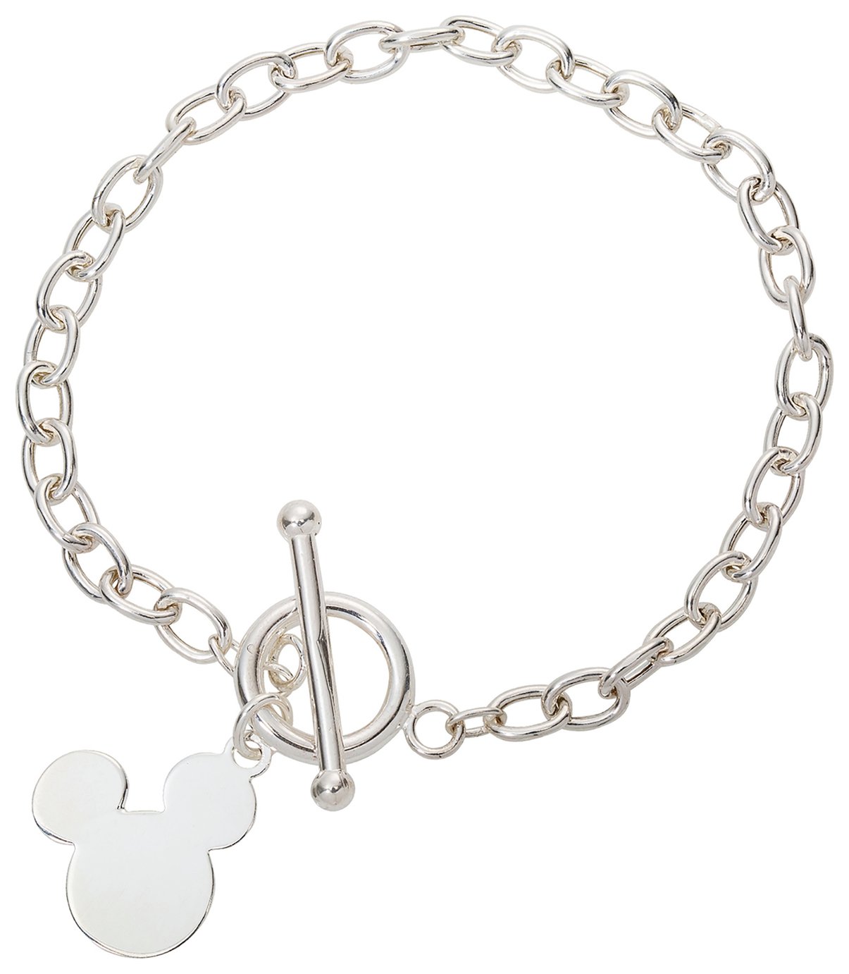 Disney Kids Sterling Silver Mickey Head T-Bar Bracelet