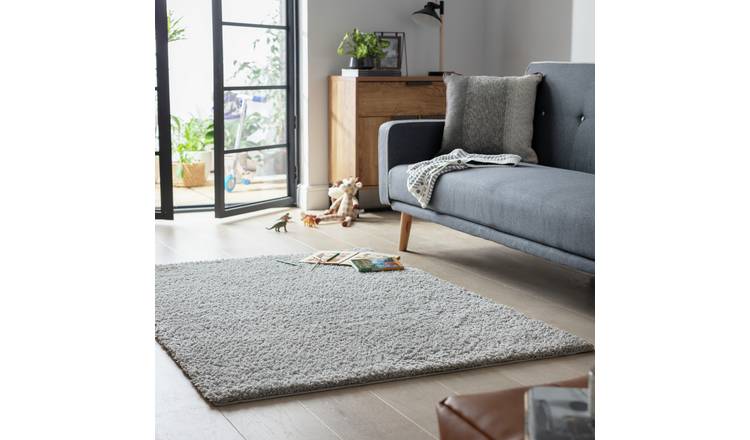 Habitat Cosy Dove Grey Shaggy Rug - 100x60cm