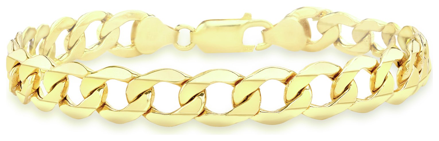 9ct Gold Italian Diamond Cut Curb Link 8 Inch Bracelet