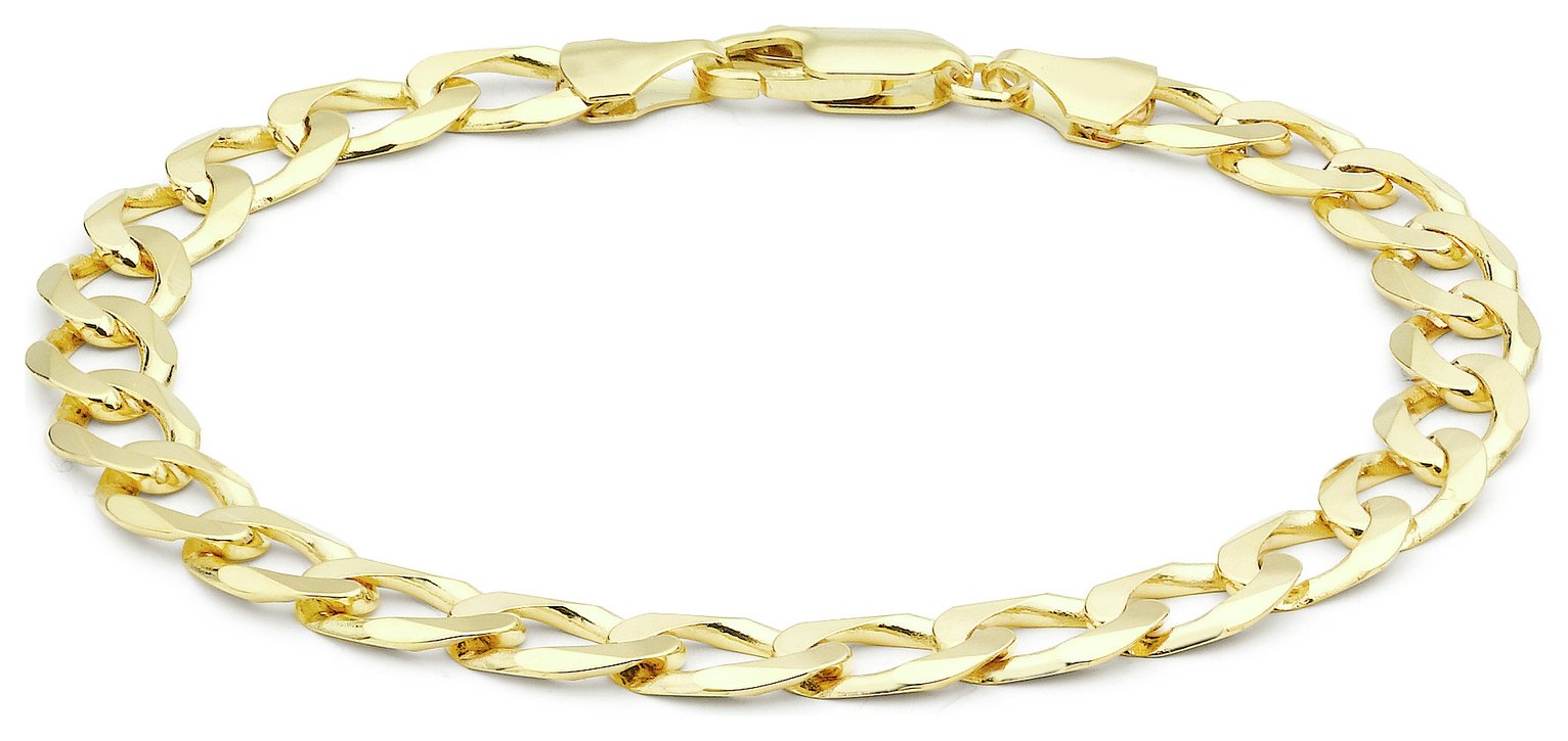 9ct Yellow Gold Italian Diamond Cut Curb 8 Inch Bracelet