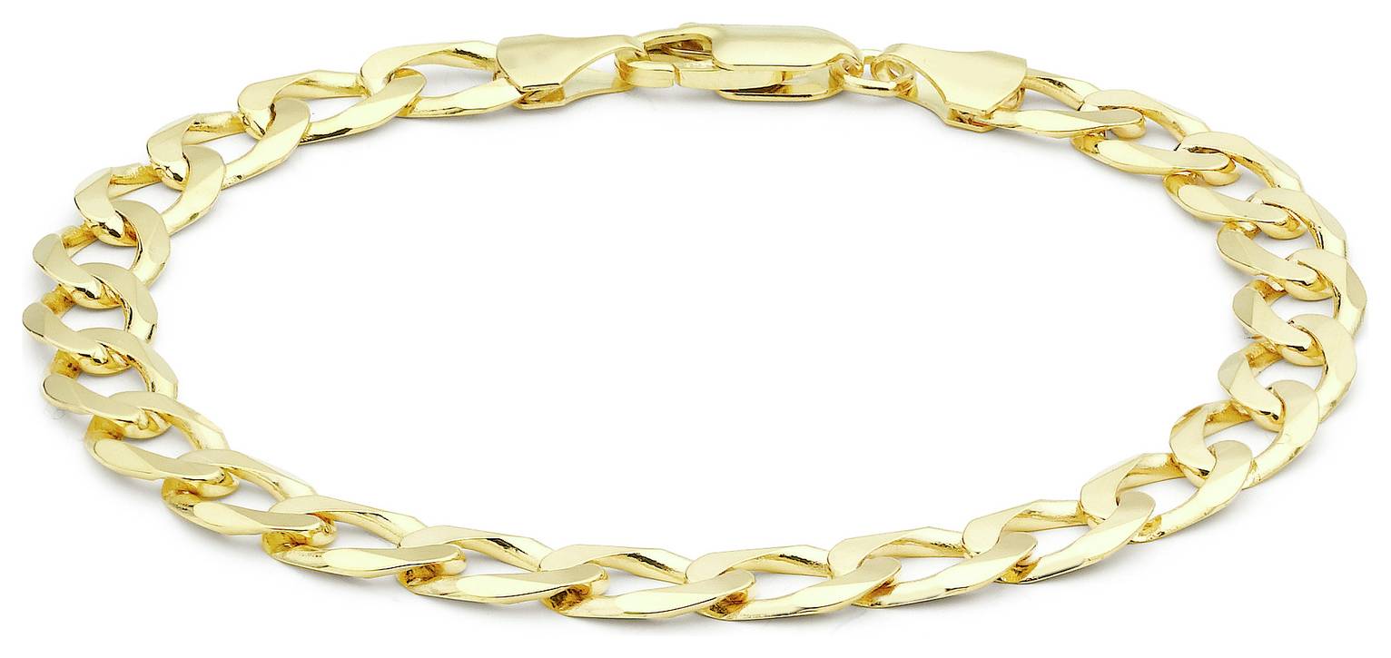 Buy 9ct Yellow Gold Italian Diamond Cut Curb 8 Inch Bracelet  Womens 