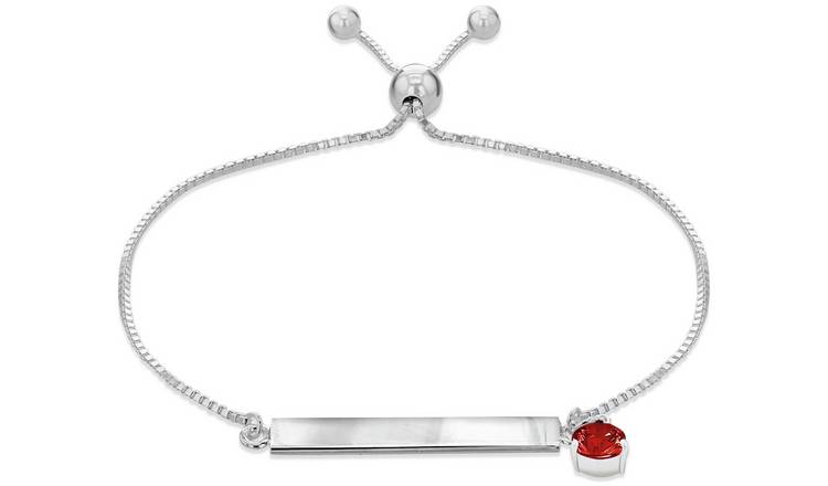 Sterling Silver Personalised Cubic Zirconia Bracelet January