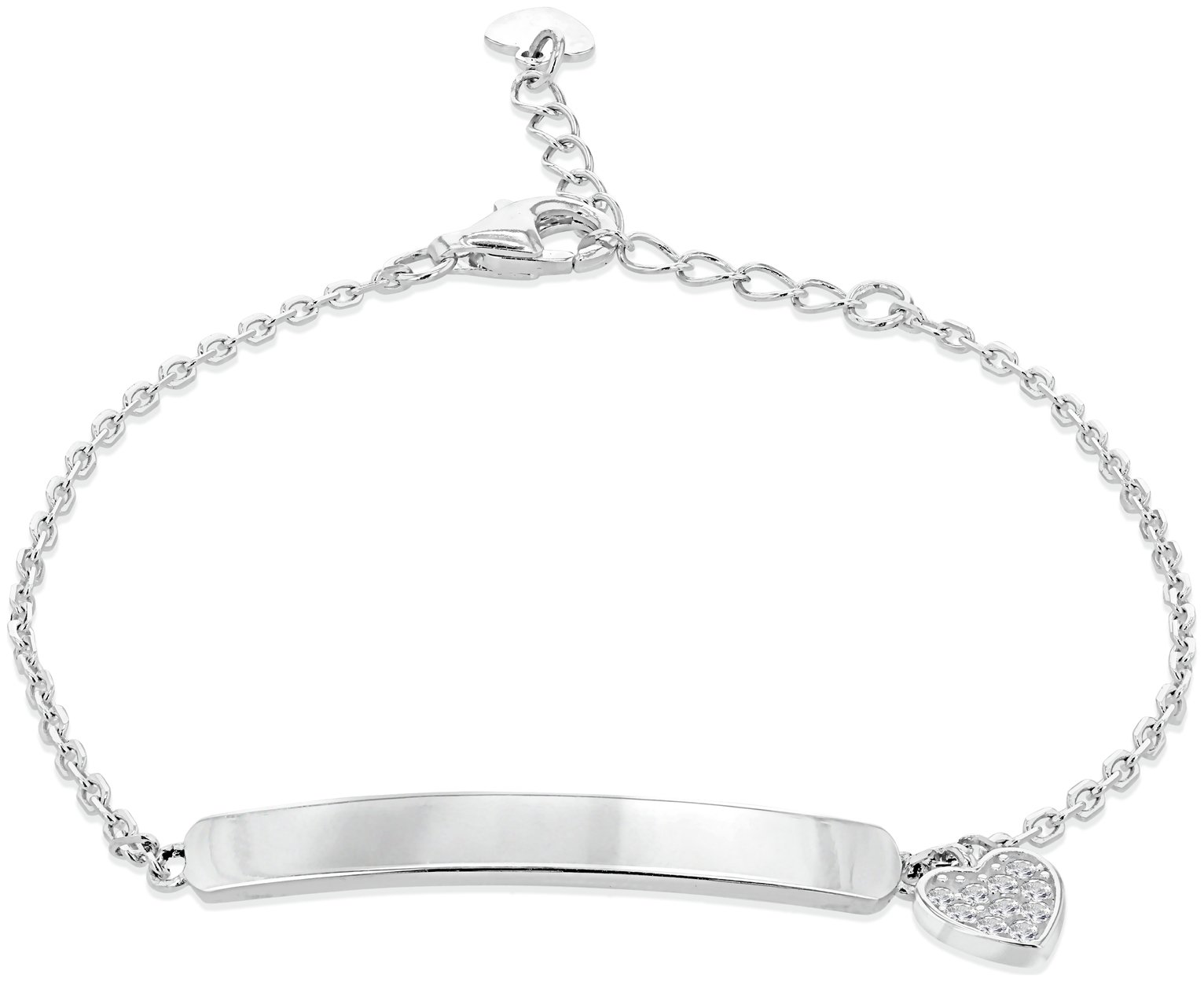 Revere Sterling Silver Personalised Heart Charm ID Bracelet