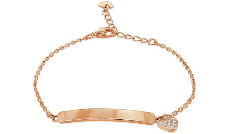 18ct Rose Gold Plated Silver Personalised Charm ID Bracelet