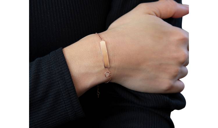 Revere 18ct Rose Gold Plated Personalised Charm ID Bracelet