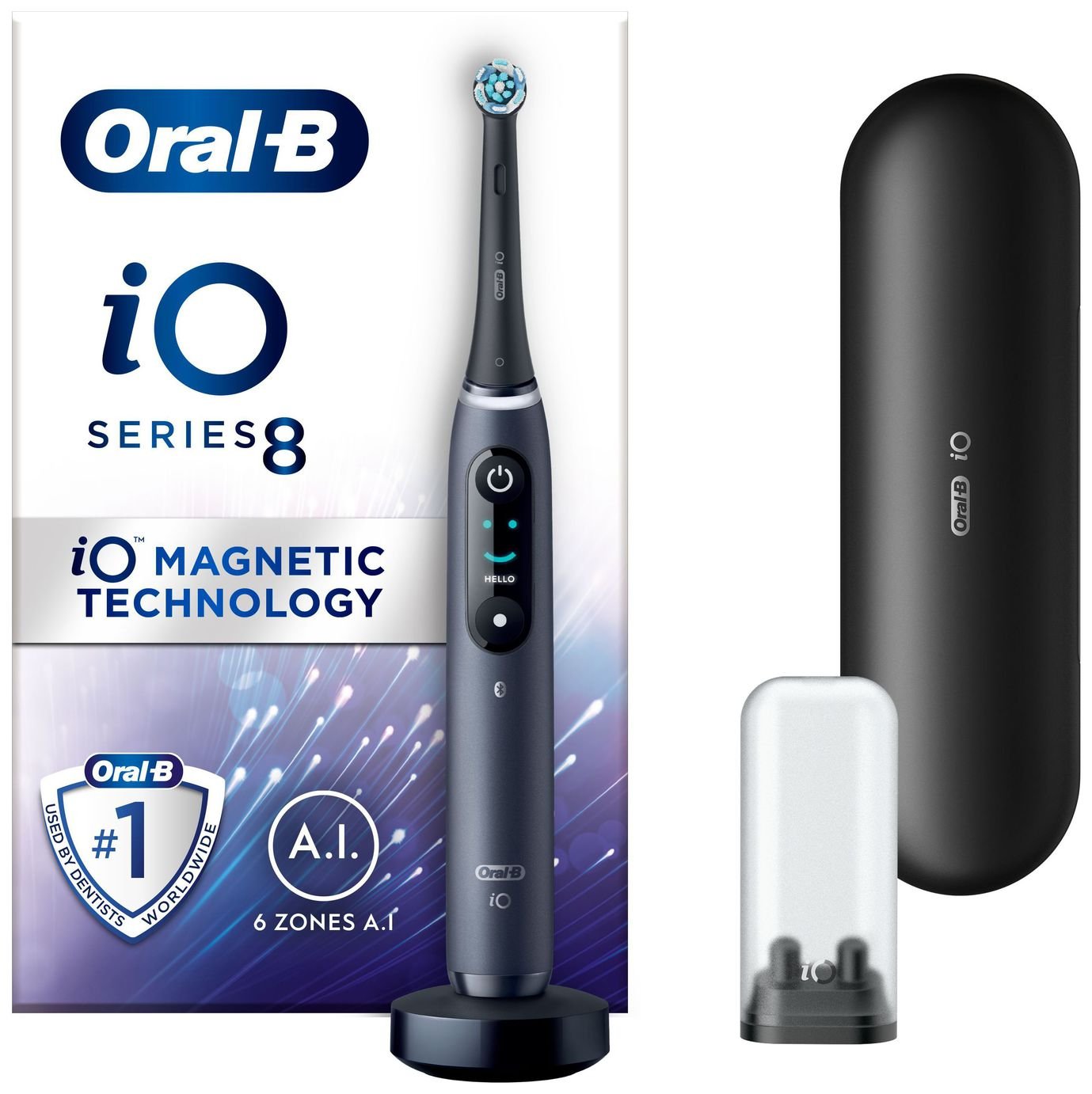 Oral-B iO Series 10 Black - Electric Toothbrush, black with dots