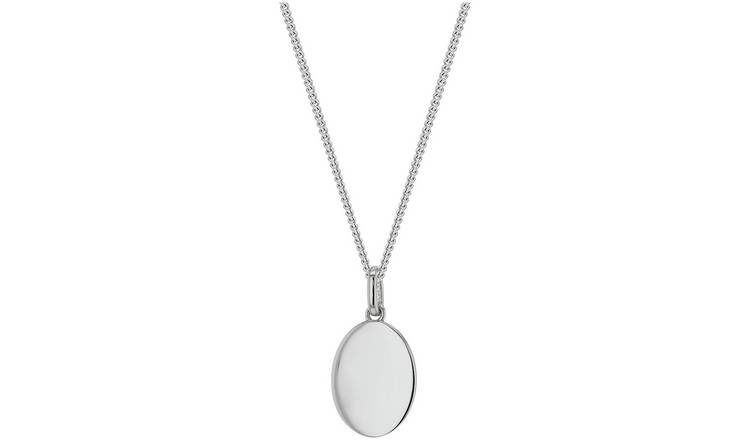 Sterling Silver Personalised Oval Pendant Neckalce