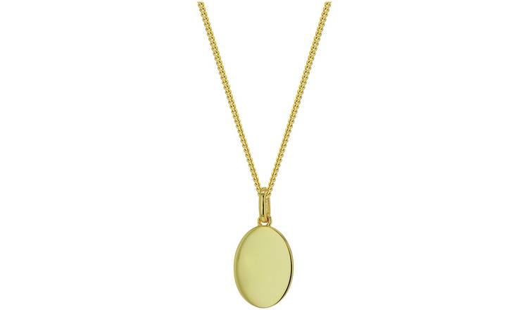 18ct Gold Plated Sterling Silver Personalised Oval Pendant 