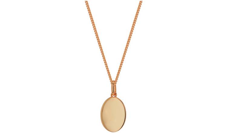18ct Rose Gold Plated Silver Personalised Oval Pendant 