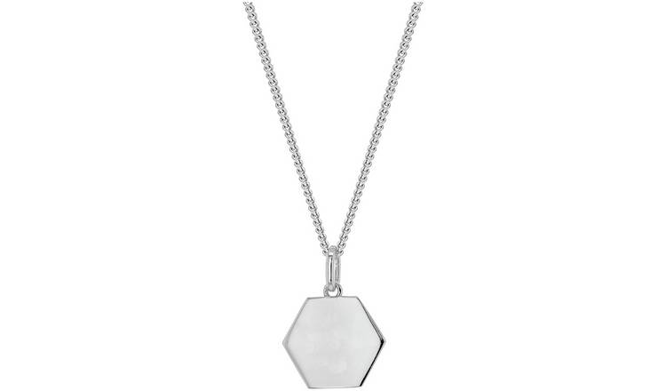 Sterling Silver Personalised Hexagon Pendant Necklace