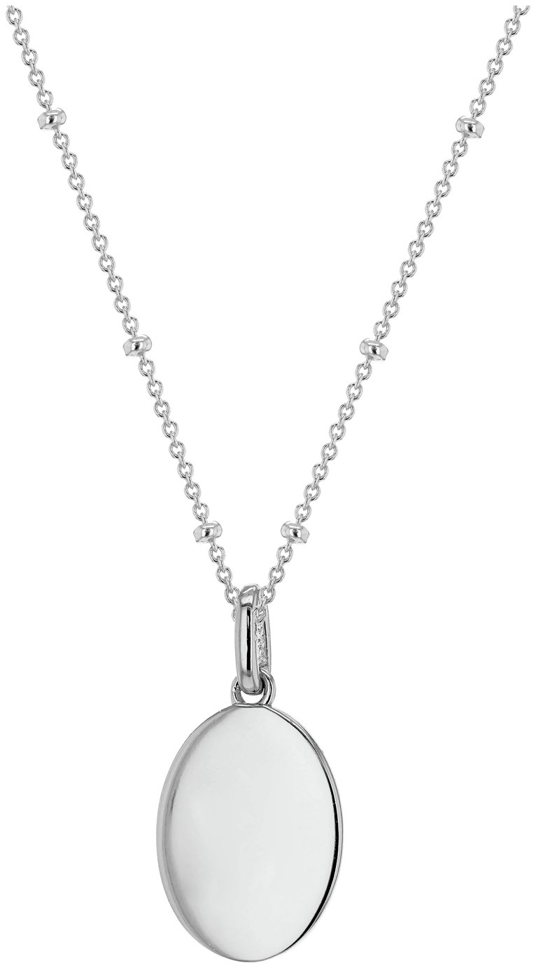 Revere Sterling Silver Personalised Oval Pendant Necklace