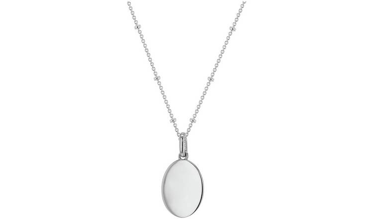 Buy Sterling Silver Personalised Oval Pendant Necklace | Womens ...