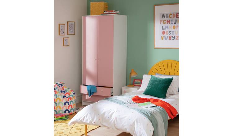 Argos Home Kids Malibu 2 Door 2 Drawer Wardrobe-Pink & White