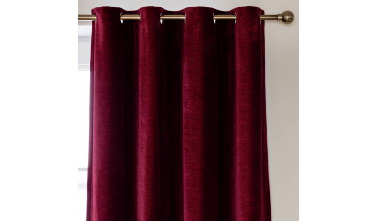 Habitat Plain Chenille Blackout Lined Thermal Curtains-Berry
